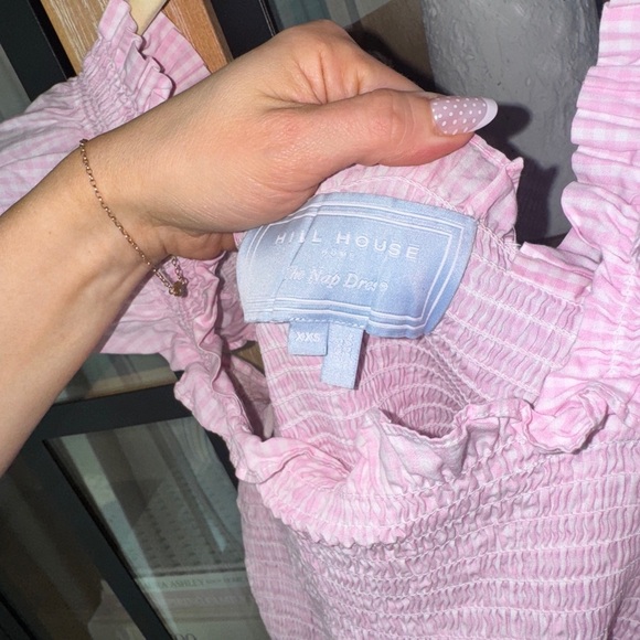 Hill House The Ellie Nap Dress Pink Gingham print ruffle pockets maxi midi - Picture 7 of 8